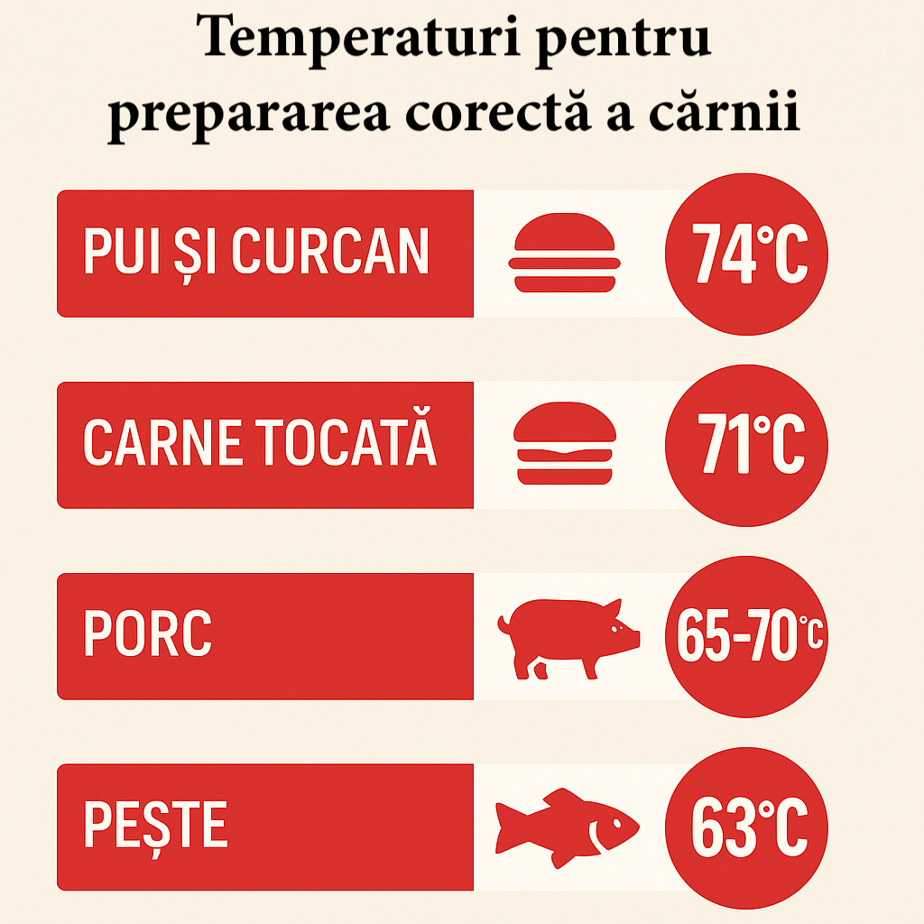 Temperaturile corecte de gătire a cărnii: siguranță și calitate 