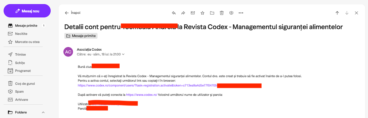 activare email link